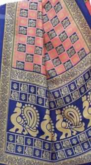 Soft Pink and Blue Saree with Peacocks